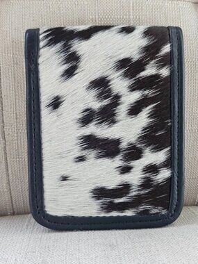 Real Fur Billfold Cardhoder White/Brown Fur Handmade Wallet Genuine Leather